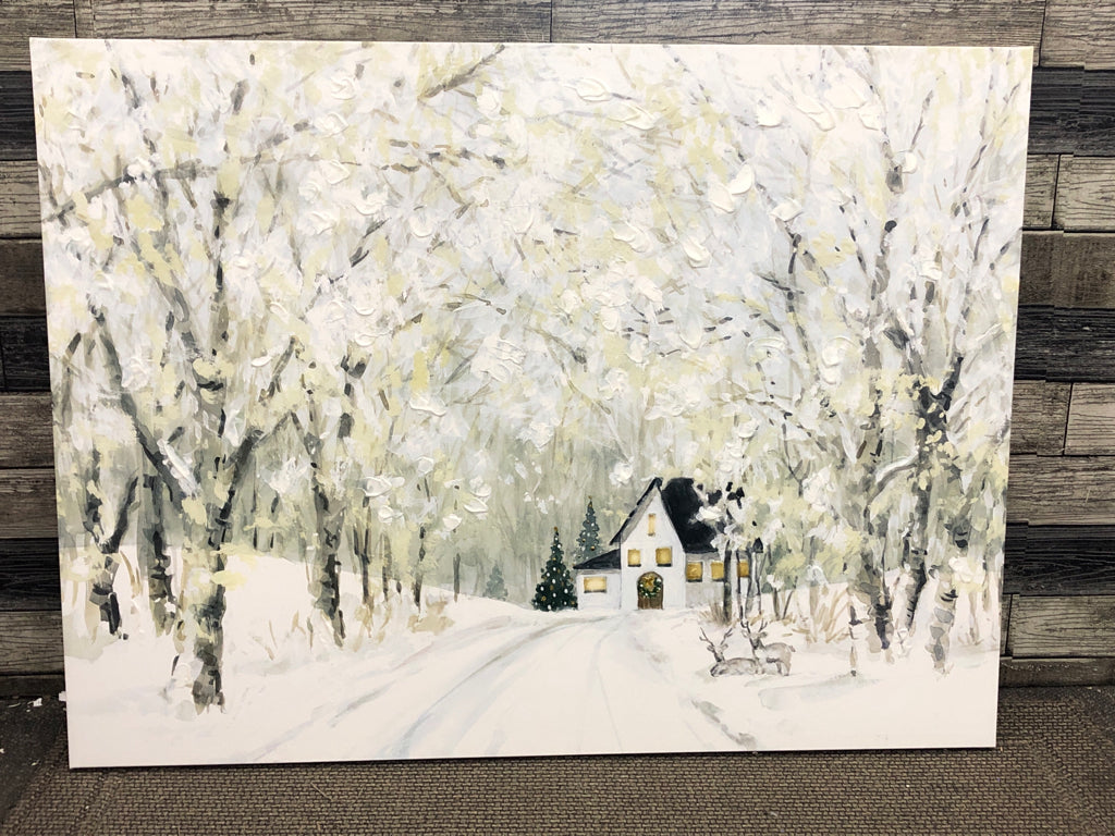 TEXTURED WINTER SCENE CANVAS.