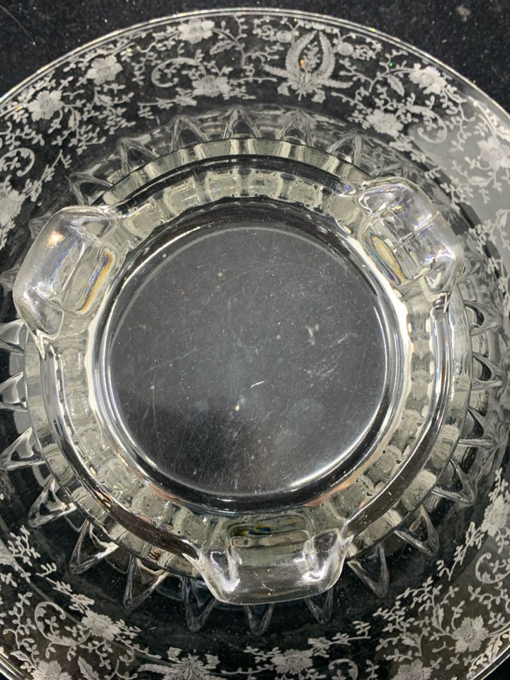 VTG ETCHED FLORAL BOWL.