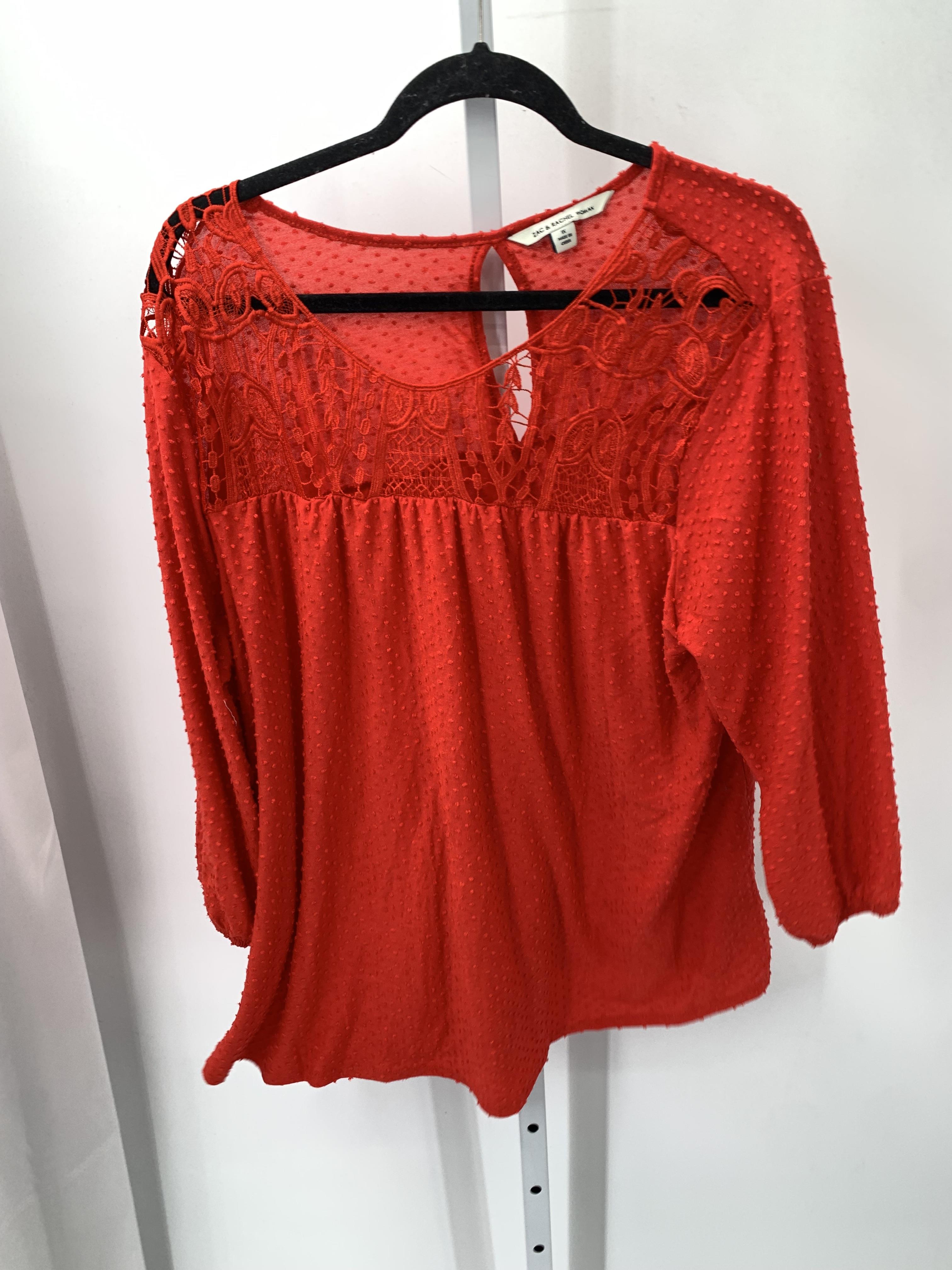 Zac & Rachel Size 1X Womens 3/4 Sleeve Shirt