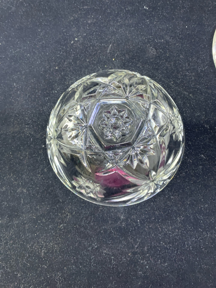 CUT GLASS CANDY DISH W/LID.