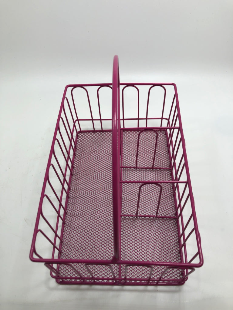 PINK METAL UTENSIL CADDY.