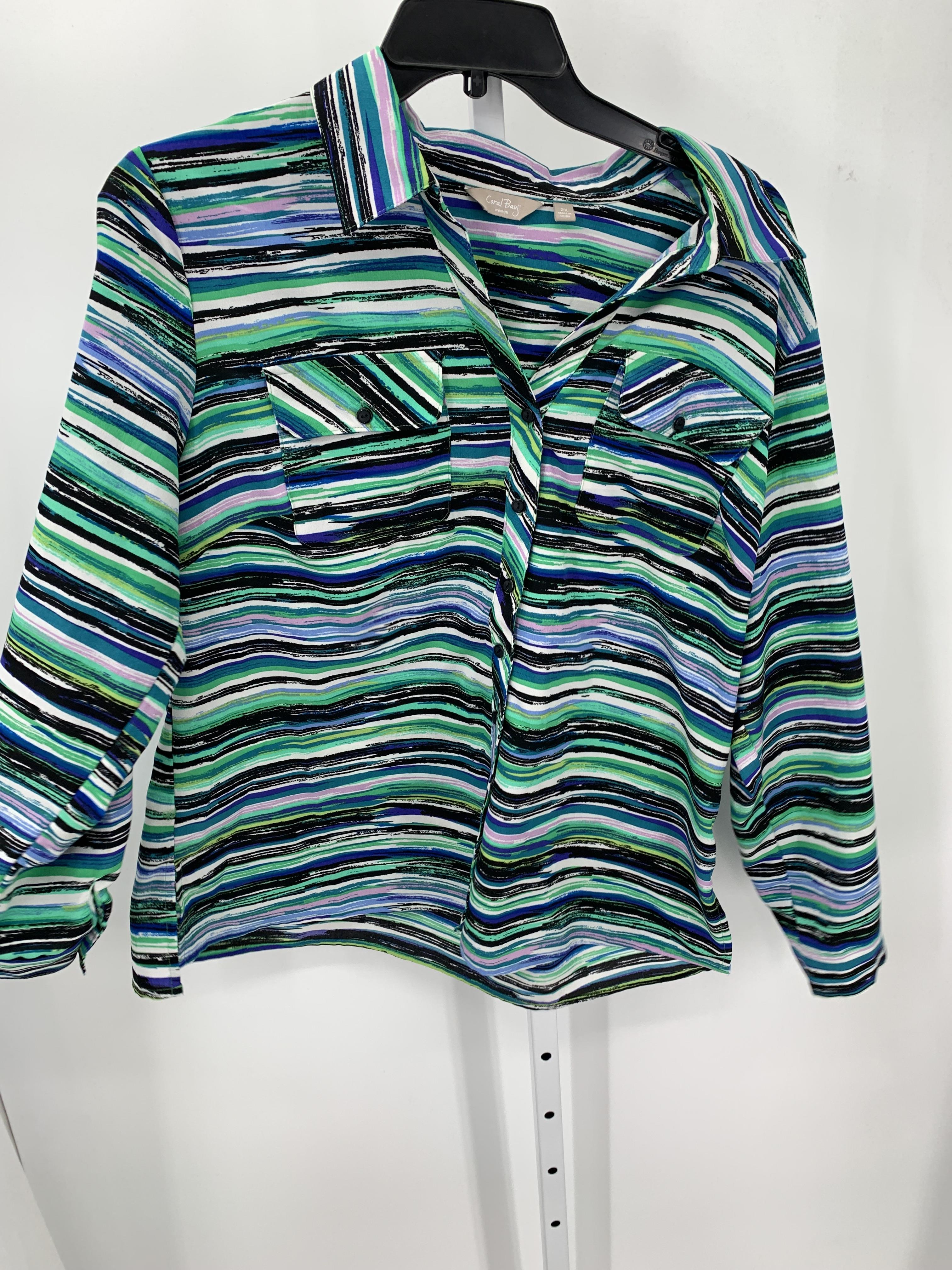 Coral Bay Size 2X Womens Long Sleeve Shirt