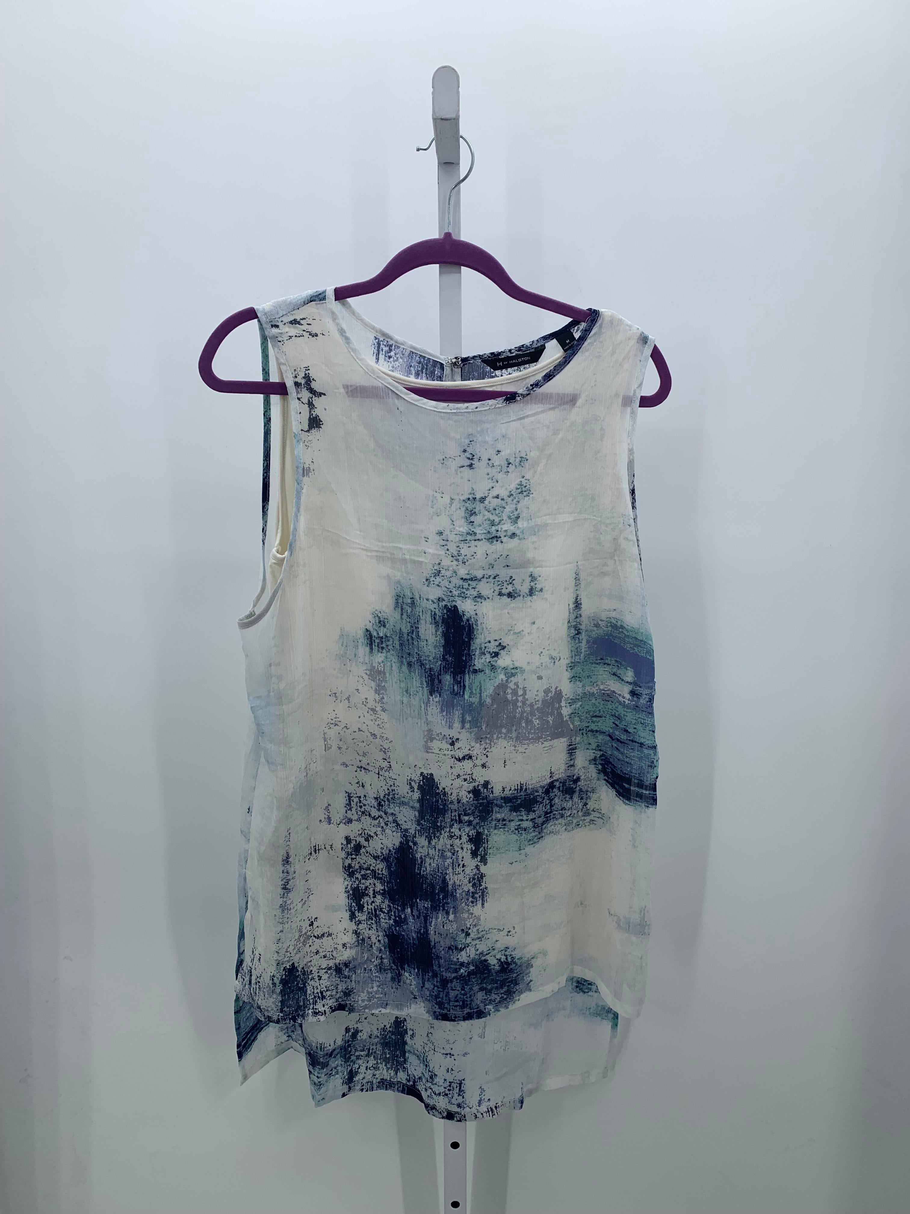 Halston Size Medium Misses Sleeveless Shirt