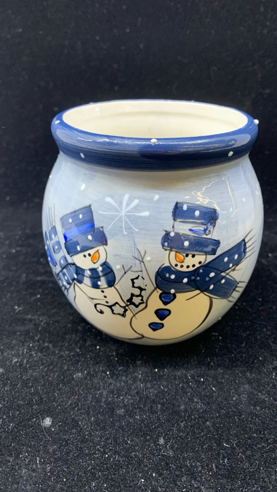 NEW SNOWMAN FILLED CANDLE JAR.