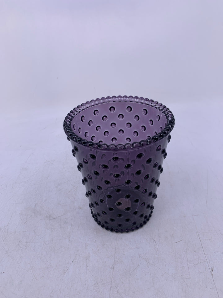 PURPLE HOBNAIL GLASS VASE.