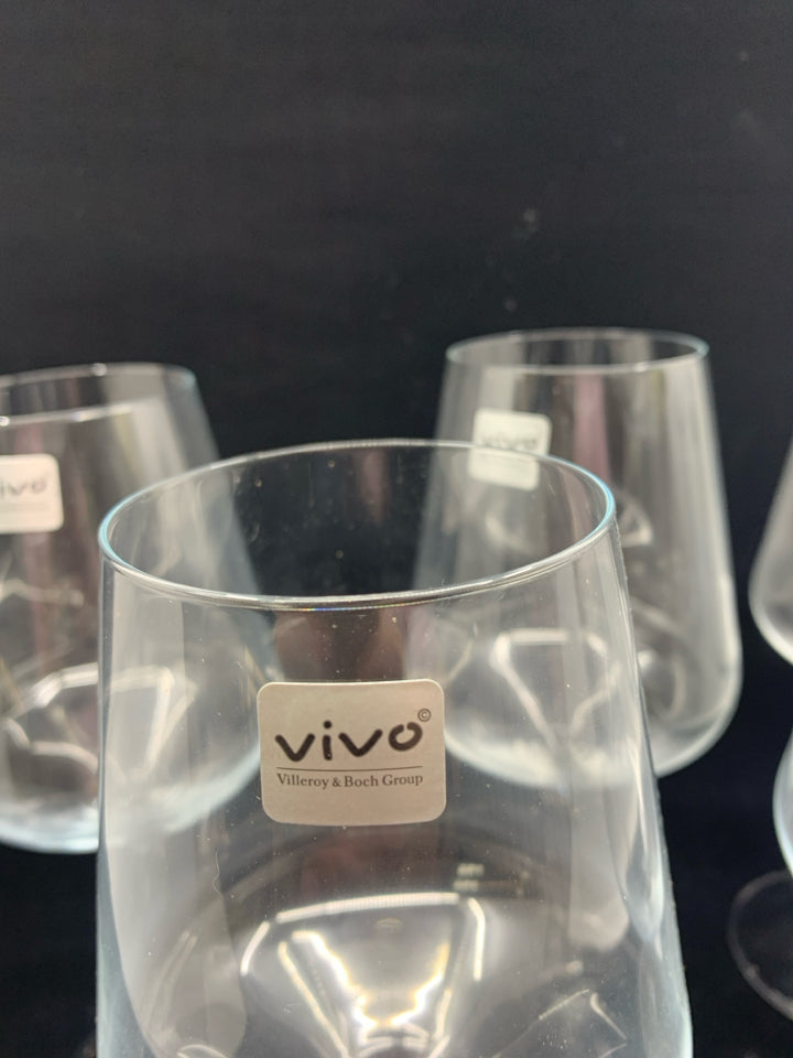 6 VIVO WINE GLASSES.