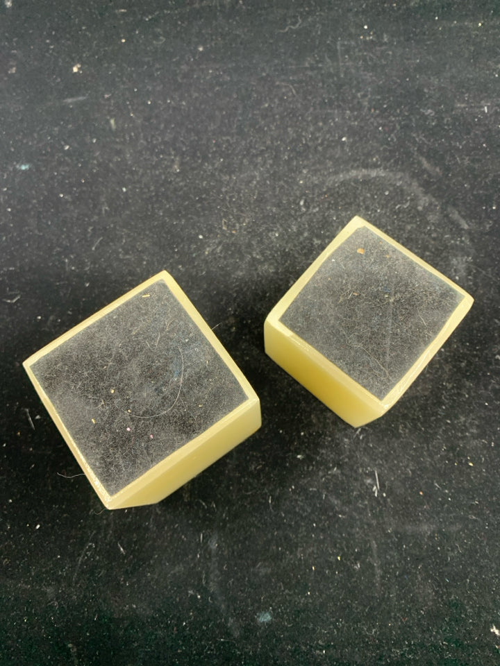 2 HEAVY MARBLE SQUARE TAPER CANDLE HOLDERS.