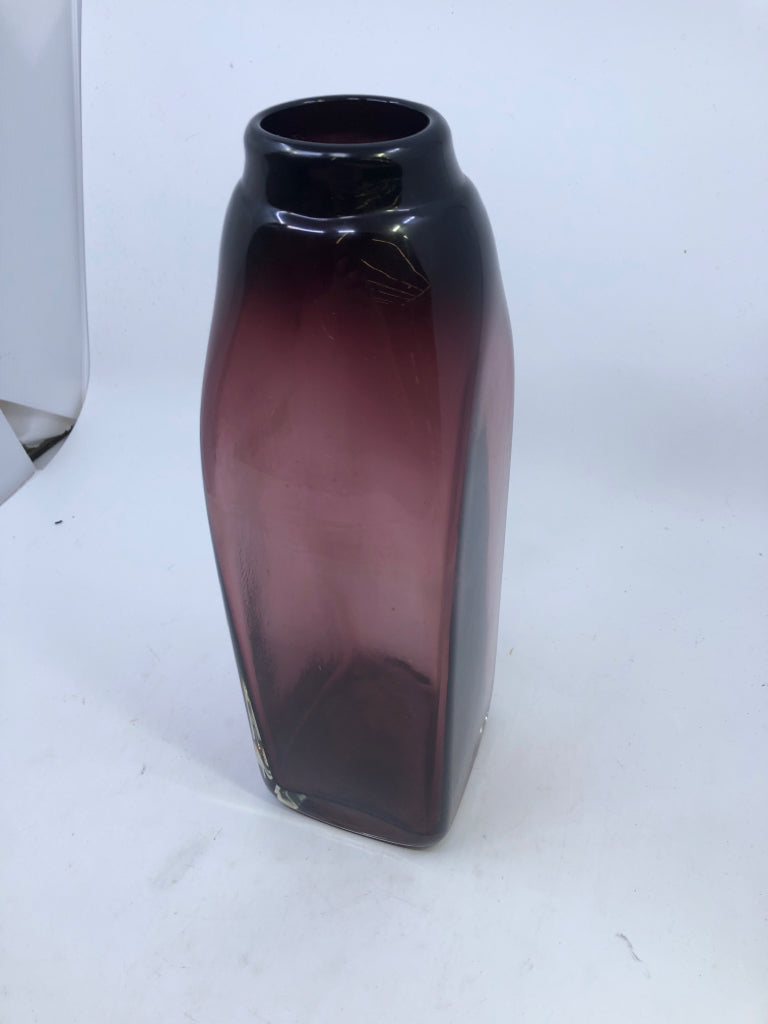 HEAVY DARK PURPLE VASE.