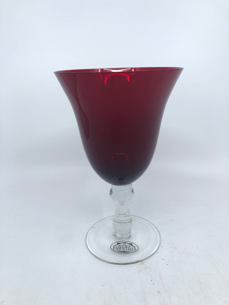 4 LARGE RED WINE GOBLET GLASSES.