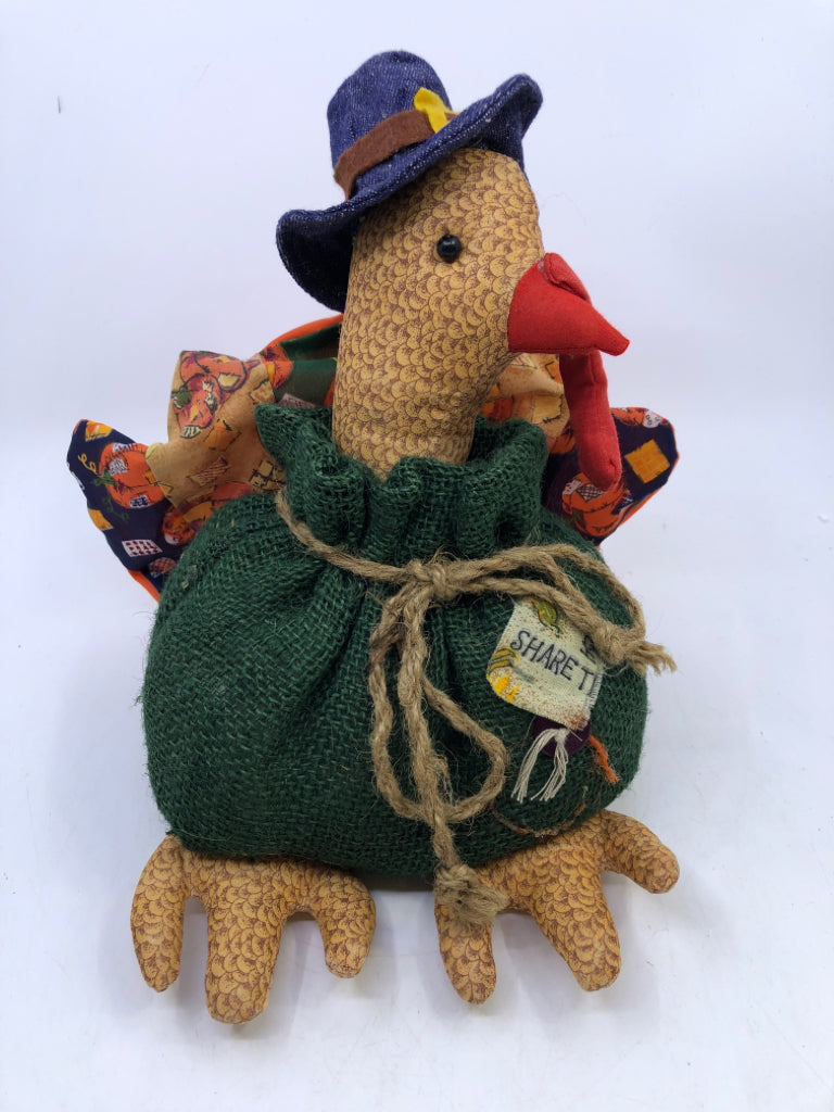 GREEN SACK FABRIC TURKEY.