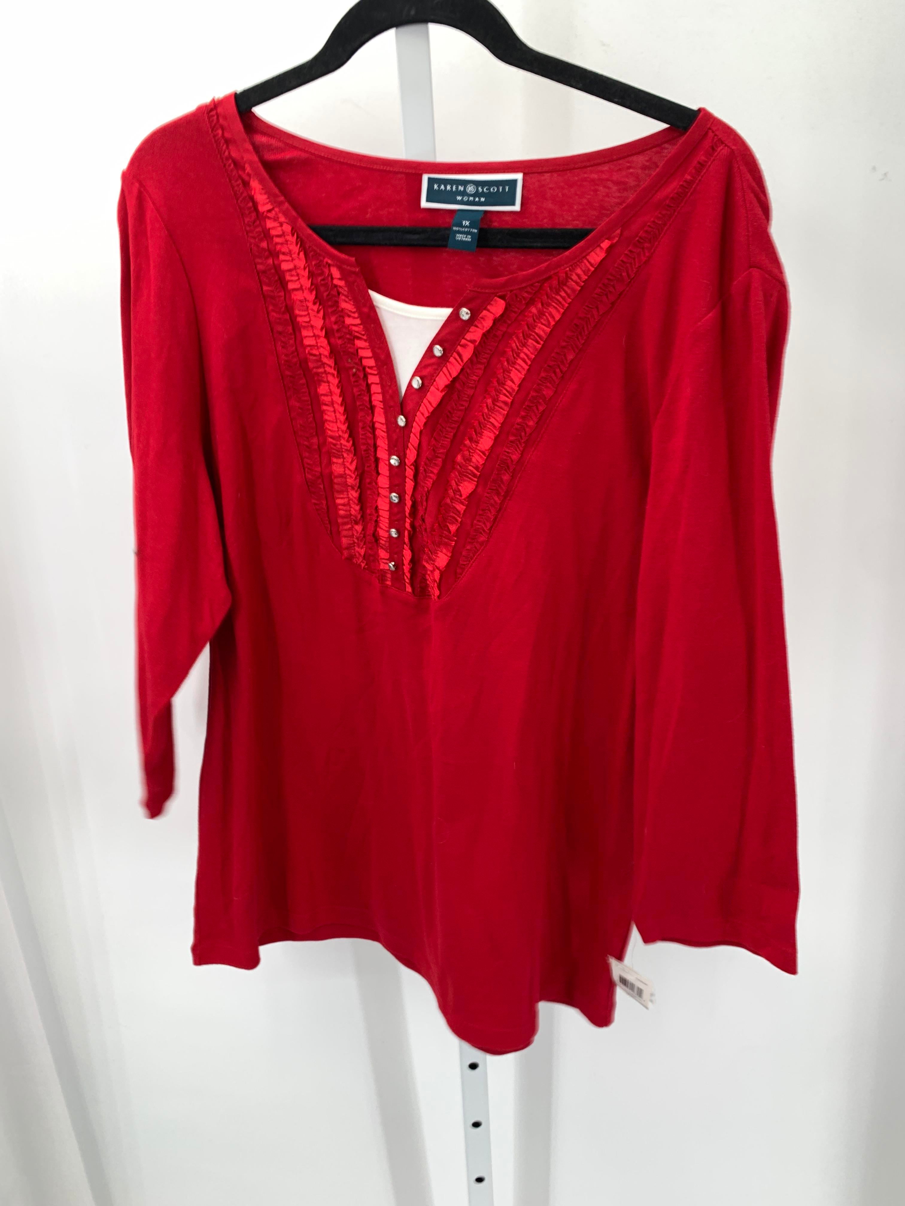 Karen Scott Size 1X Womens 3/4 Sleeve Shirt