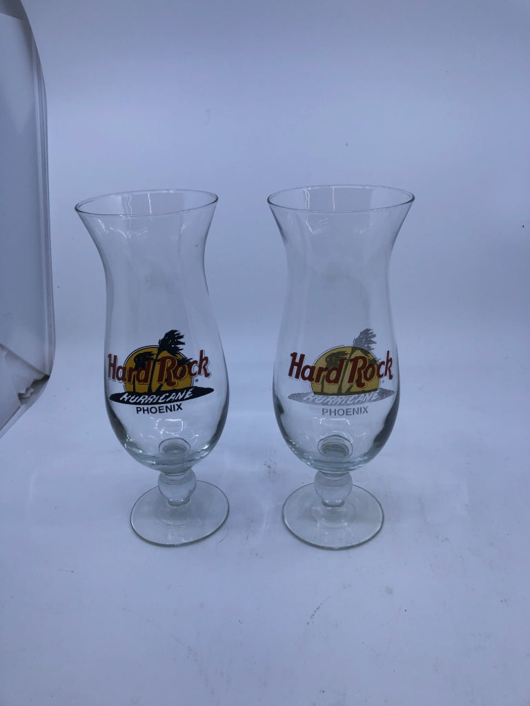2 PHOENIX HARD ROCK CAFE HURRICANE GLASSES.