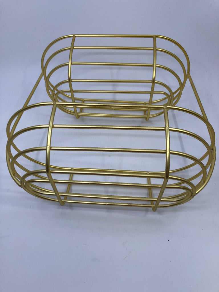 2 TIER GOLD BASKET.