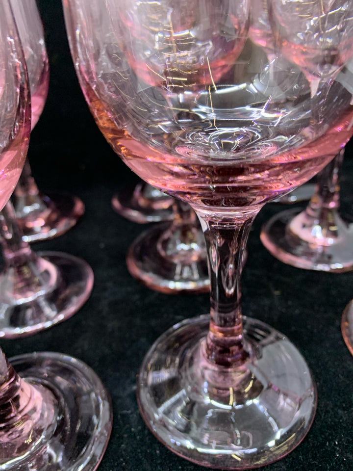 14 PINK WINE GLASSES.