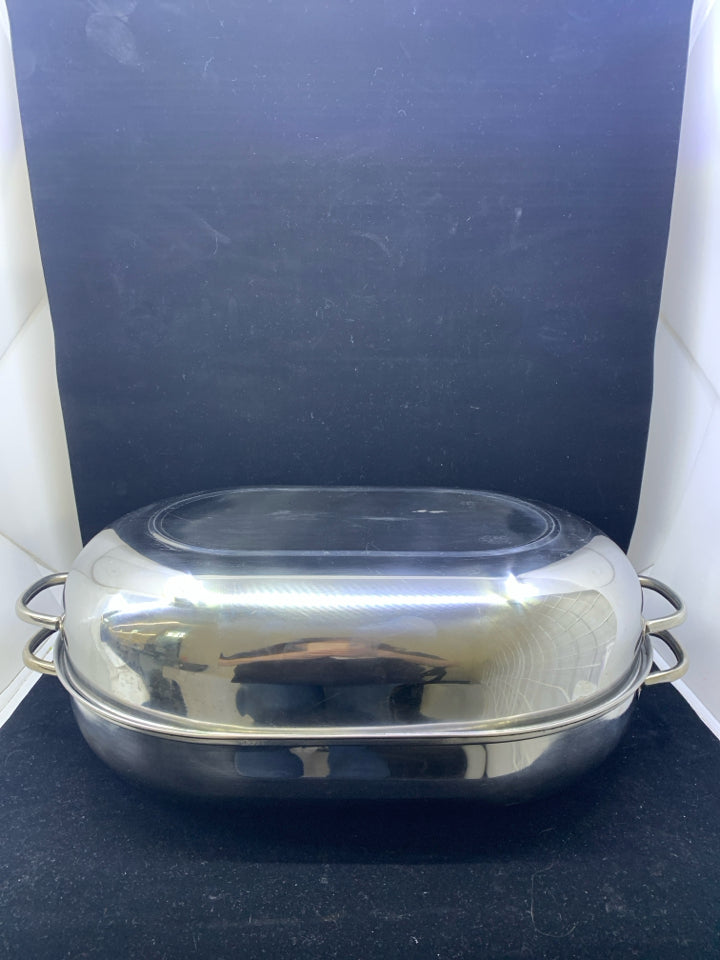 STAINLESS STEAL TURKEY ROASTER PAN DOME LID REVERE WARE.