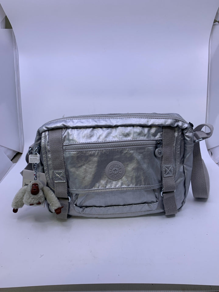 Kipling Gracy Platinum Metallic Shoulder Bag- New With Tags