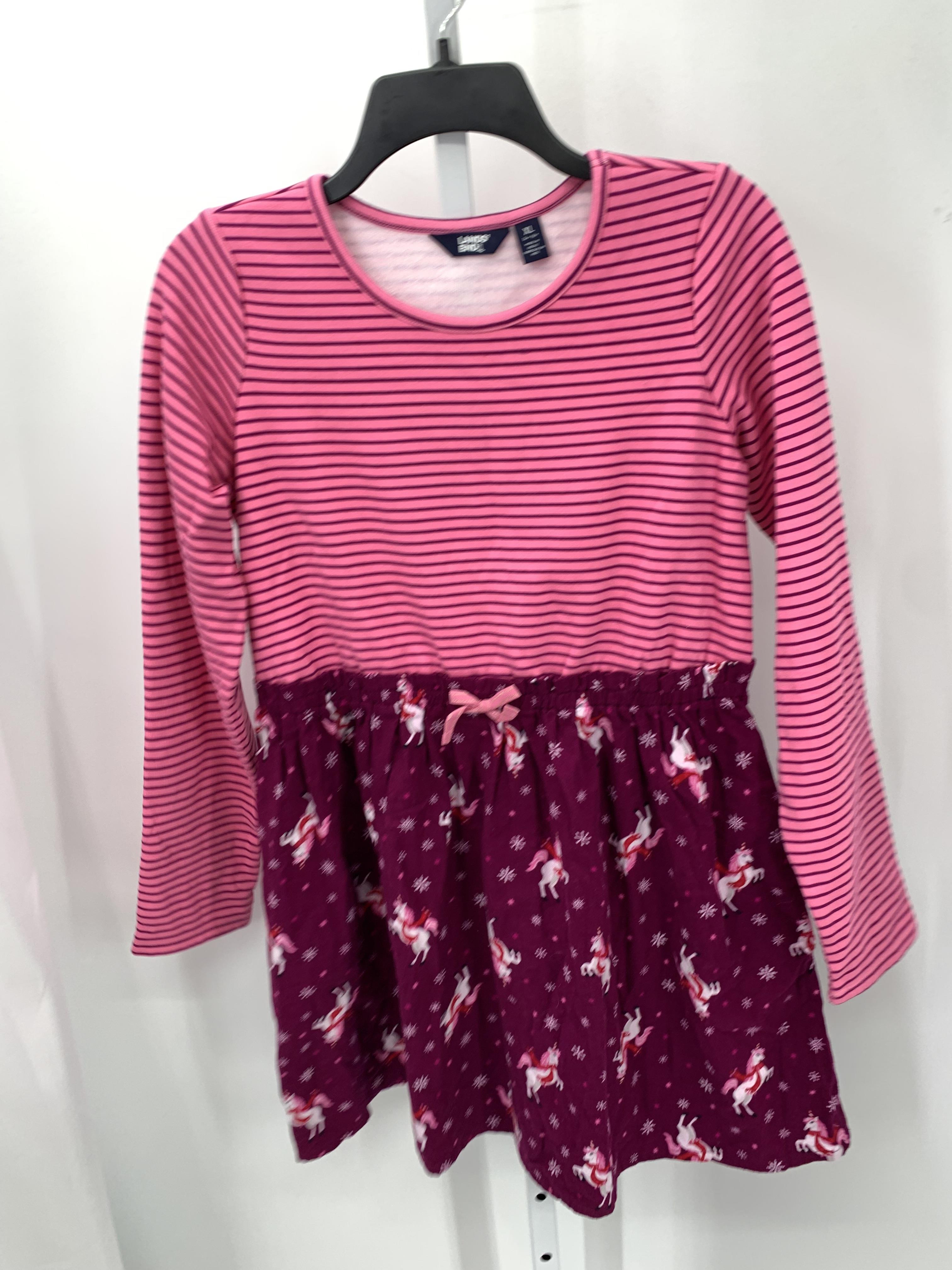 PLUS LONG SLV DRESS UNICORNS STRIPES SNOWFLAKES