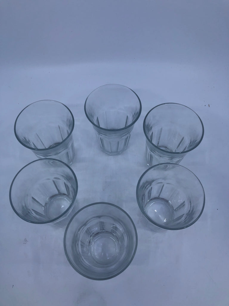 6 BORMILI ROCCA RIBBED JUICE GLASSES FLARED TOP.