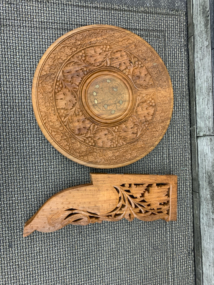 WOOD CARVED SMALL SIDE TABLE.