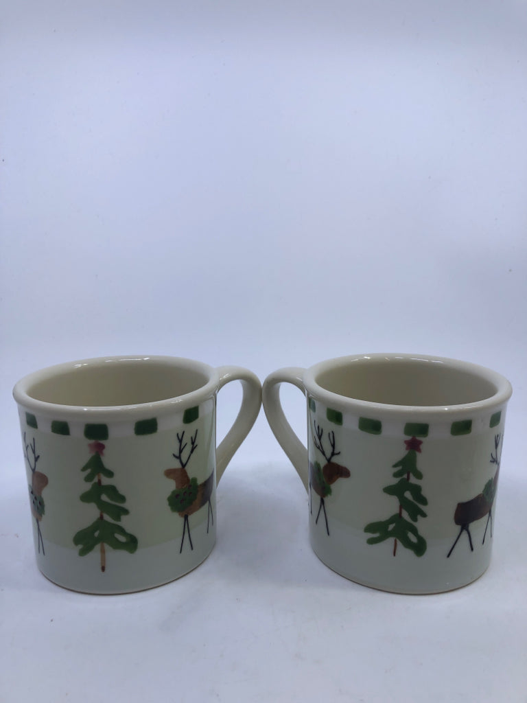 2 HEAVY REINDEER MUGS.