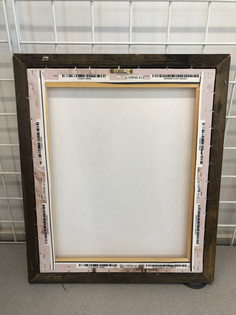 2 WHEAT CANVAS IN BROWN FRAME.