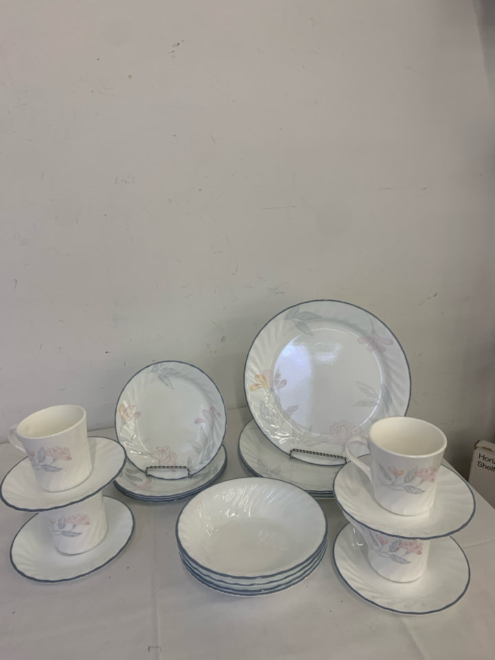 20PC CORELLE LIGHT FLORAL DISH SET SRV 4.