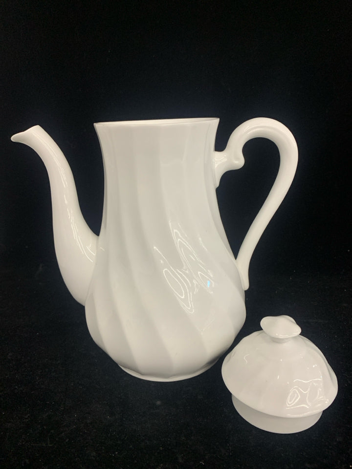VTG TALL WHITE ROYAL TUSCAN COFFEE POT.