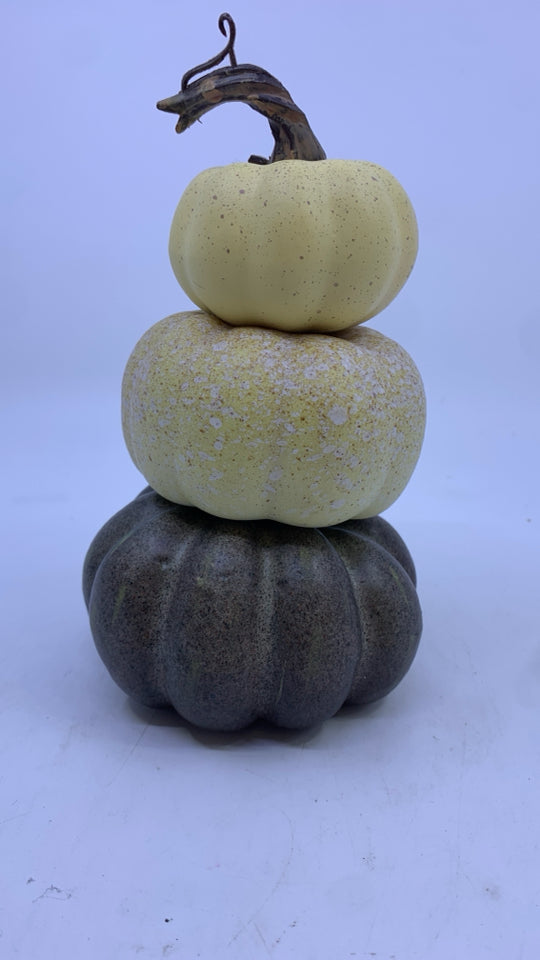 3 STACKING FAUX PUMPKINS.