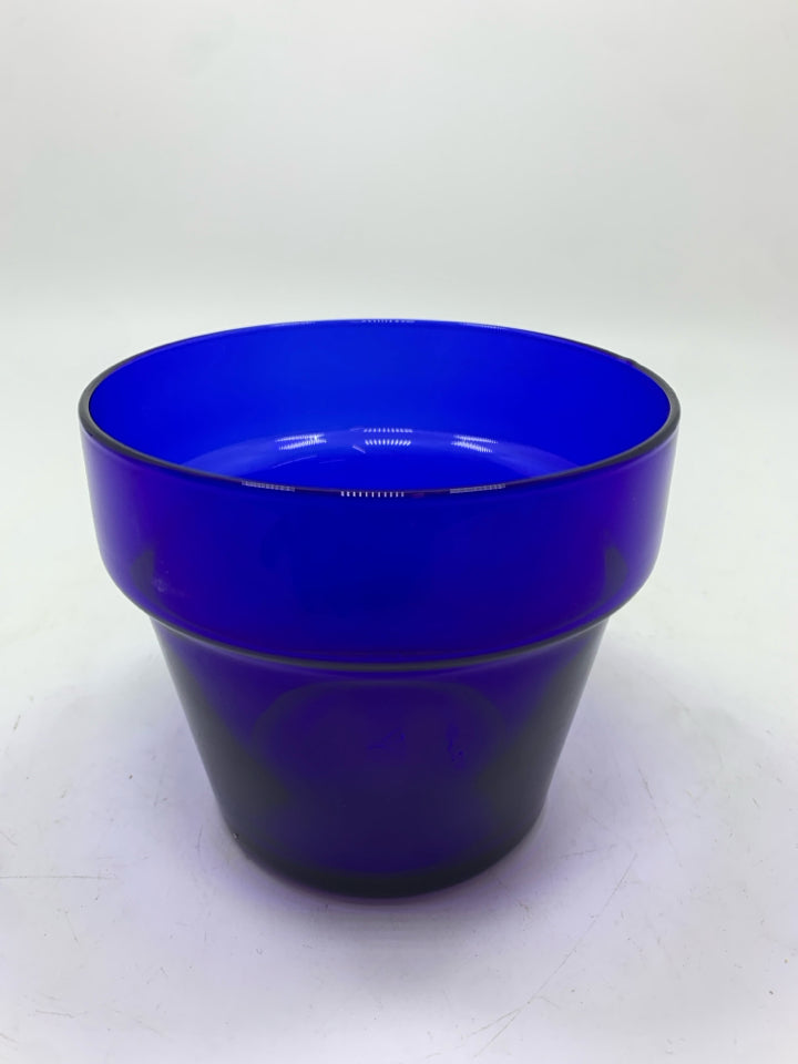 SM COBALT BLUE GLASS PLANTER.