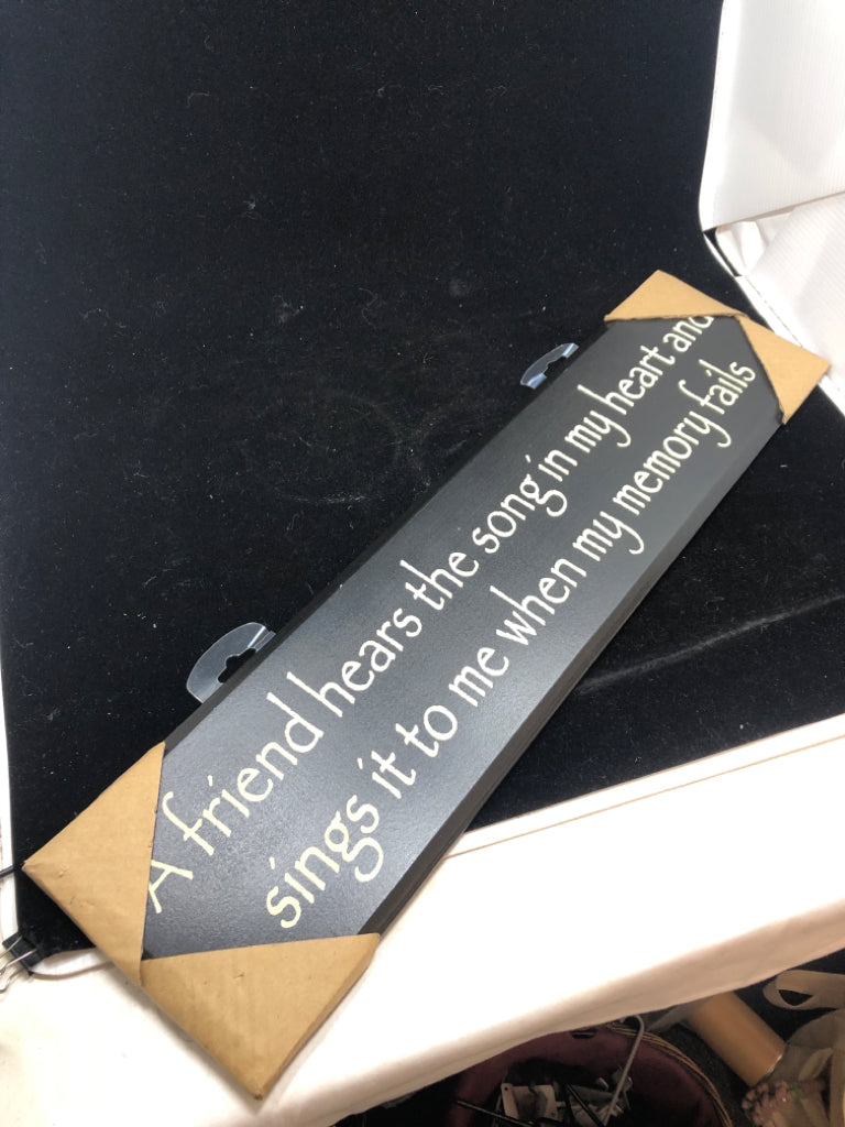 NWT PRIMITIVE "A FRIEND HEARS" WOOD WALL SIGN.