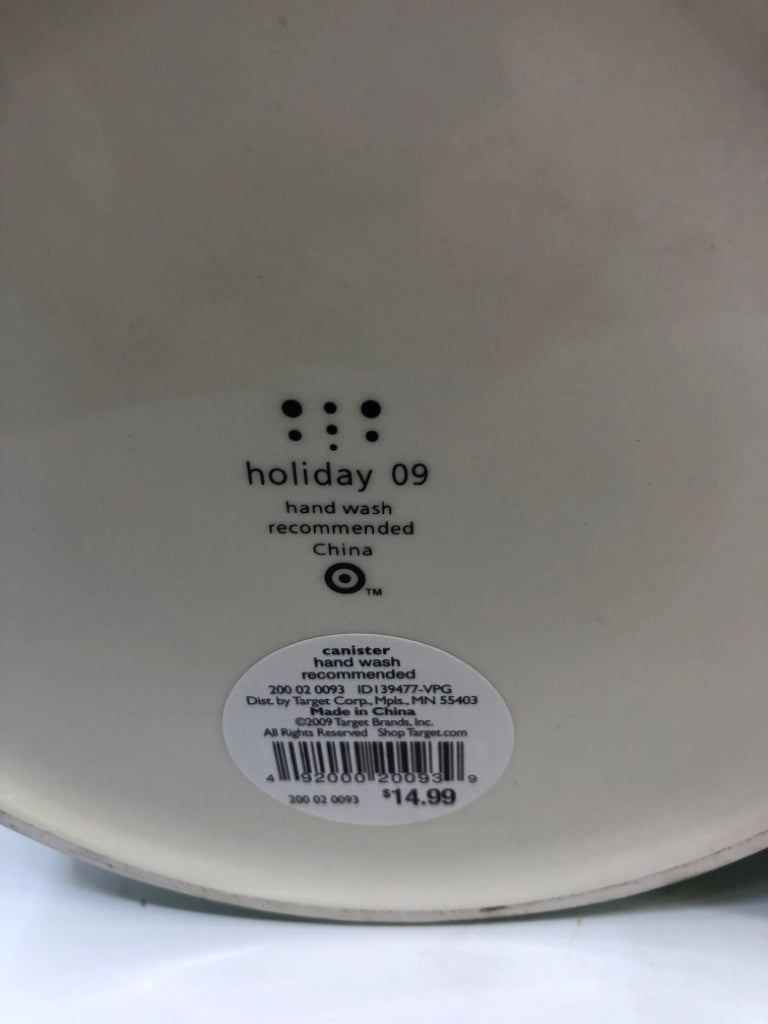 2 CHRISTMAS TREE CANISTERS.