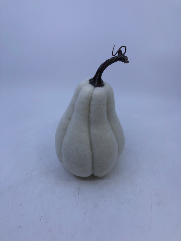 TALL WHITE PLUSH FABRIC PLASTIC PUMPKIN.