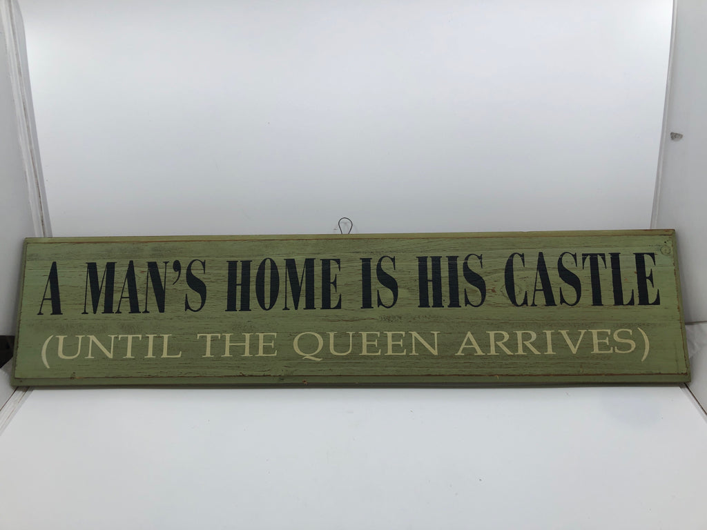 A MANS HOME IS HIS CASTLE WOOD WALL HANGING.