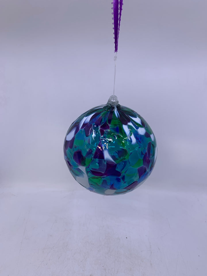 PURPLE,GREEN,BLUE BLOWN GLASS BULB.