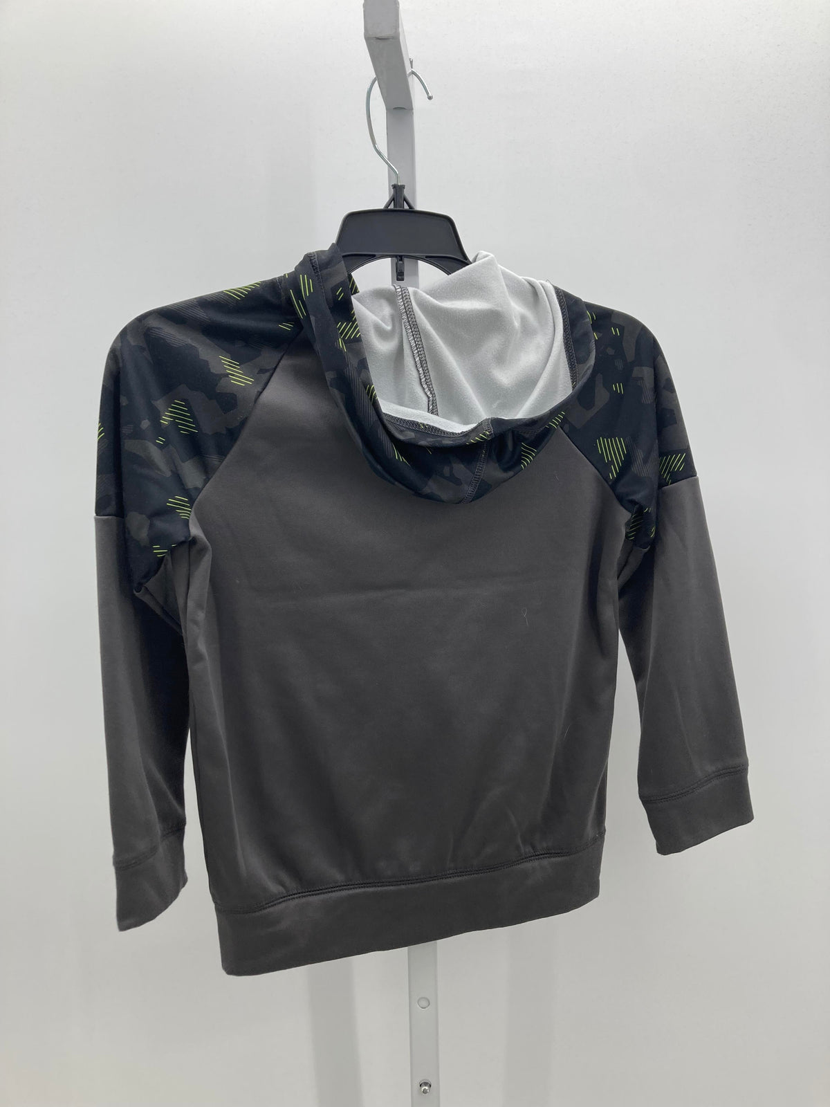 PATTERN SLEEVE HOODED ZIP KNIT
