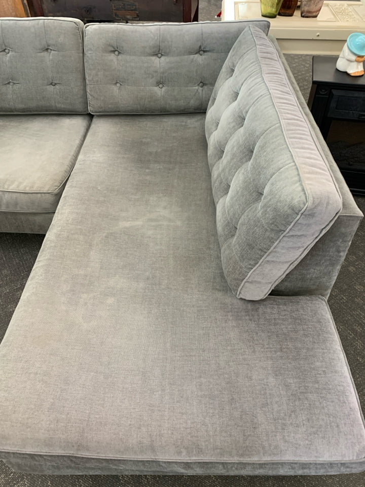 WEST ELM CHARCOAL GREY SECTIONAL SOFA *MINOR WEAR*.