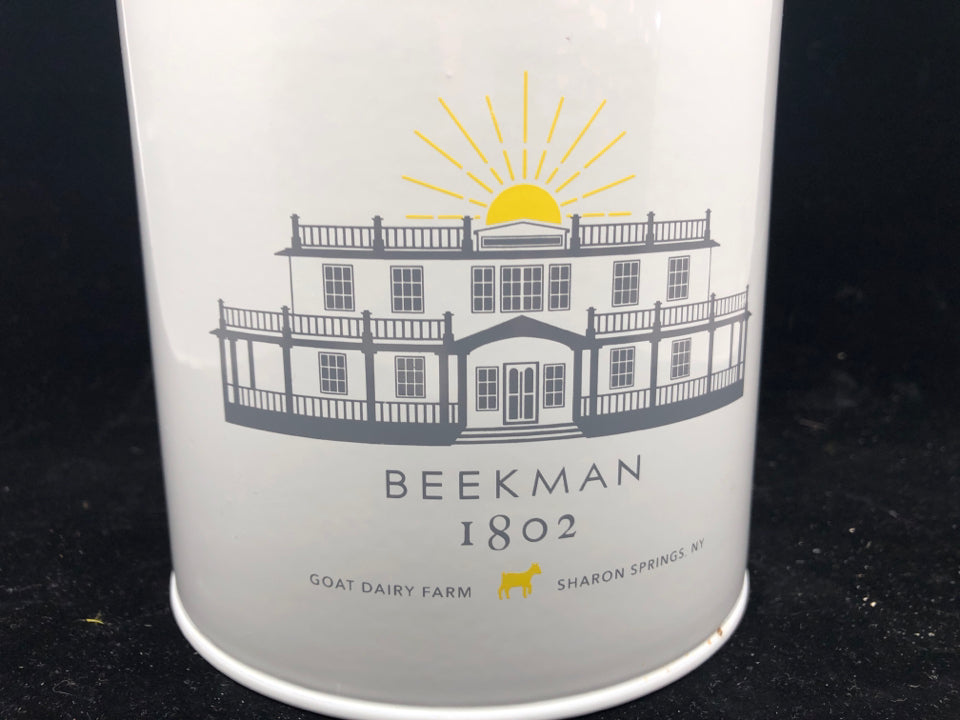 BEEKMAN WHITE METAL CANISTER.