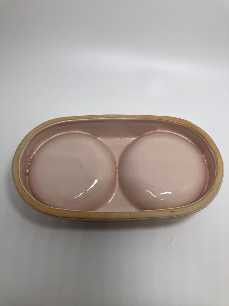 PINK 2-SECTION CERAMIC PET BOWL.