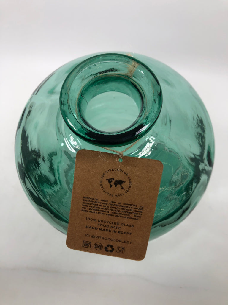 NWT RECYCLED GREEN GLASS VASE.