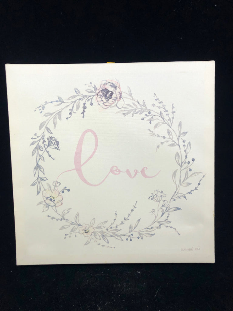 "LOVE" FLOWER RING CANVAS WALL ART.