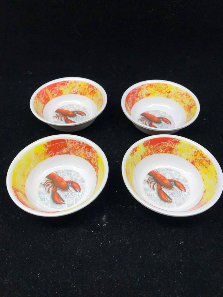 4 MELAMINE LOBSTER BUTTER BOWLS