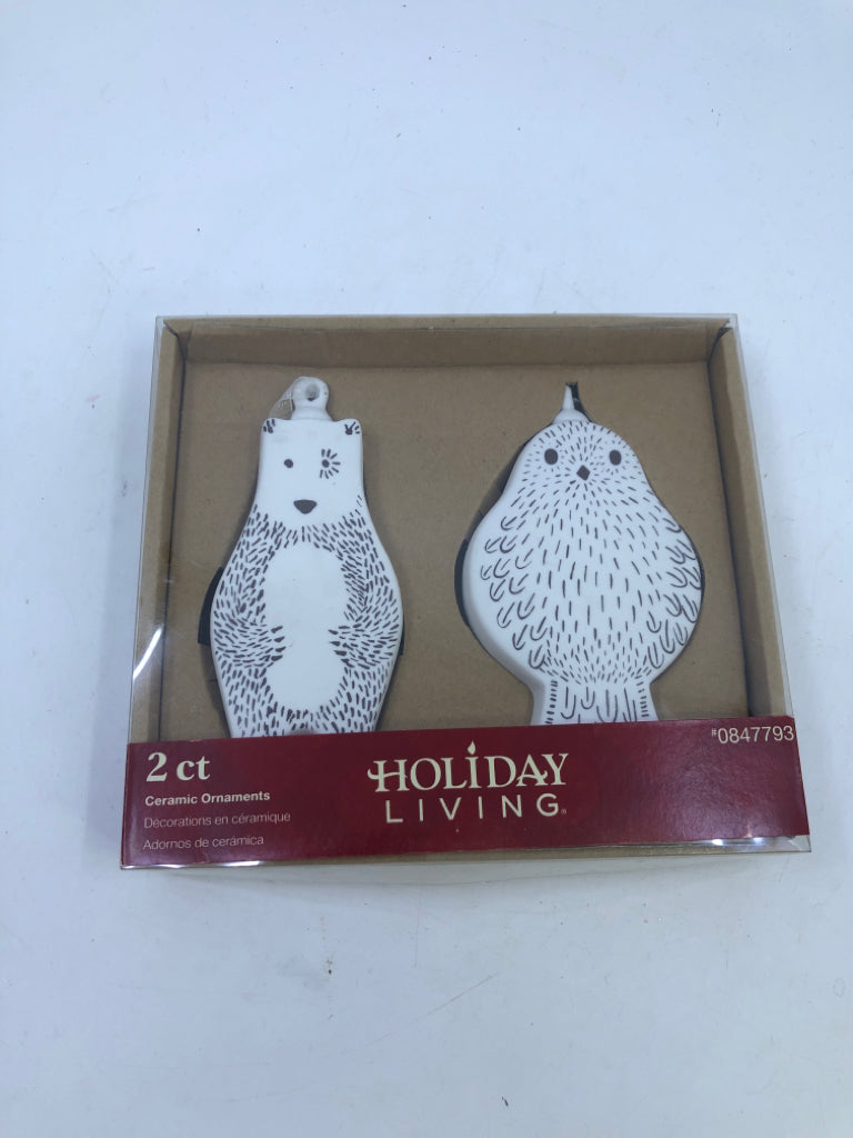 2 NIP ANIMAL CERAMIC ORNAMENTS.