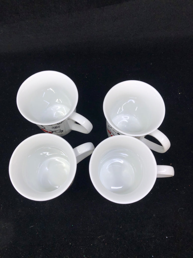 4 CHRISTMAS MICKEY SANTA SKETCH ART MUGS.