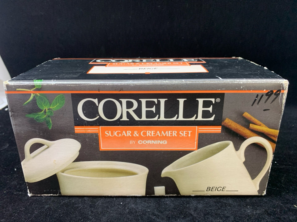 2pc-BEIGE SUGAR & CREAMER SET.