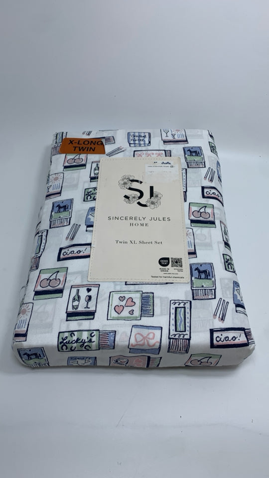 NIP SINCERELY JULES "CIAO" PATTERN XL TWIN SHEET SET.