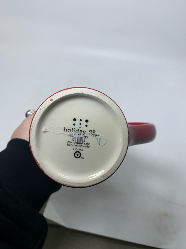 LARGE RED SNOWMAN MUG.