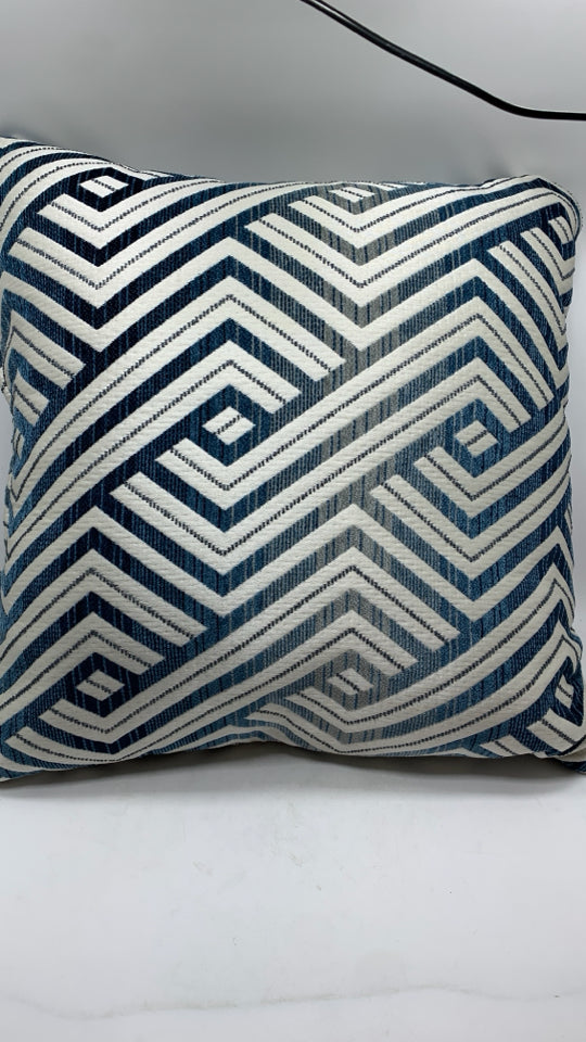 BLUE ZIG-ZAG PILLOWS.