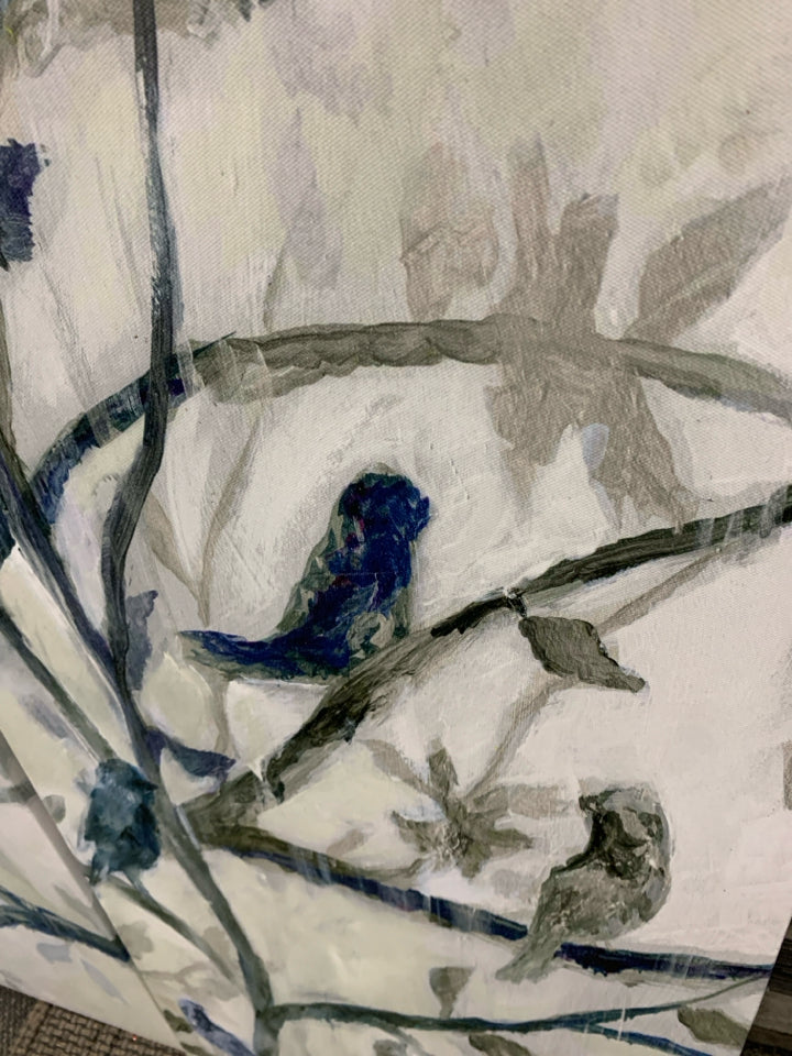 3PC BIRDS ON BRANCHES CANVAS WALL HANGING.