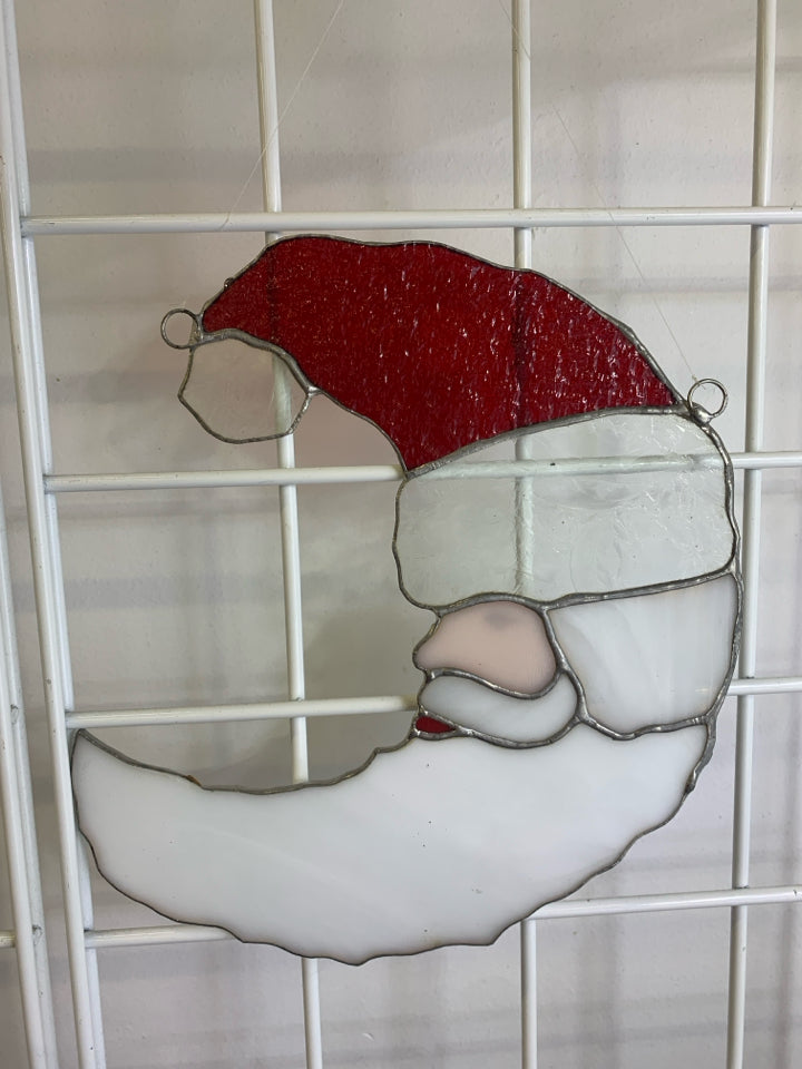 SANTA STAINED GLASS MOON SHAPE.