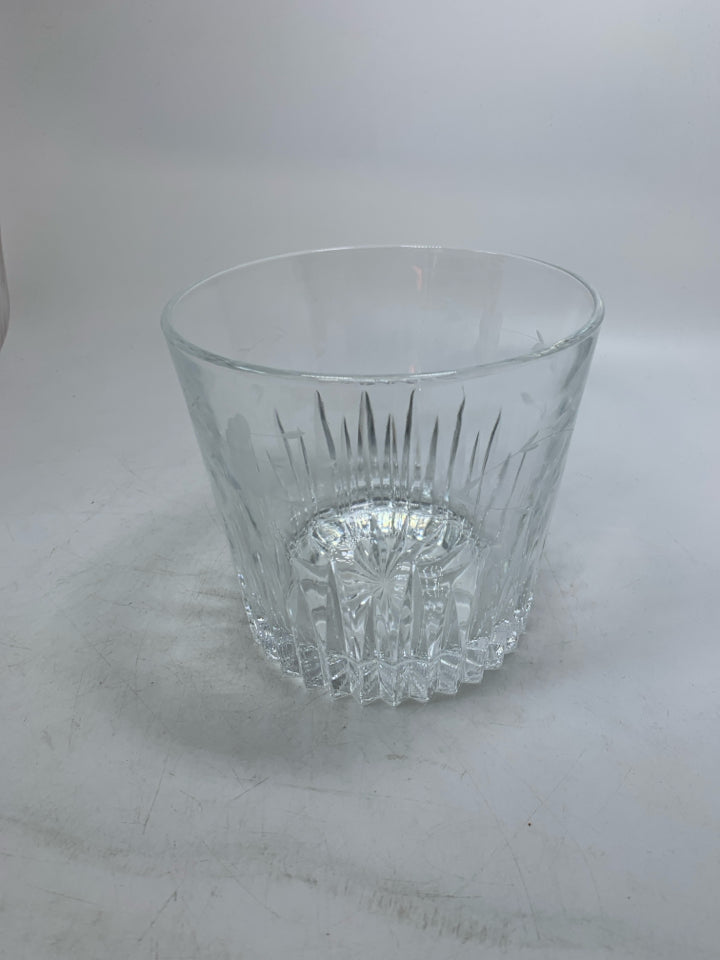 HEAVY CRYSTAL PRINCESS HOUSE W/ ETCHED FLOWERS ICE BUCKET.